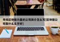 寻找区块链力量的公司简介怎么写[区块链公司取什么名字好]